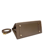 Birkin Style 25/30 Sellier in Etoupe Epsom Leather with White Stitching (Gold Hardware) — Distinctive Carryall Silhouette