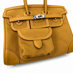 Birkin Cargo 25 in Sesame Toile Goéland and Swift Leather (Palladium Hardware) — Timeless Structured Handbag