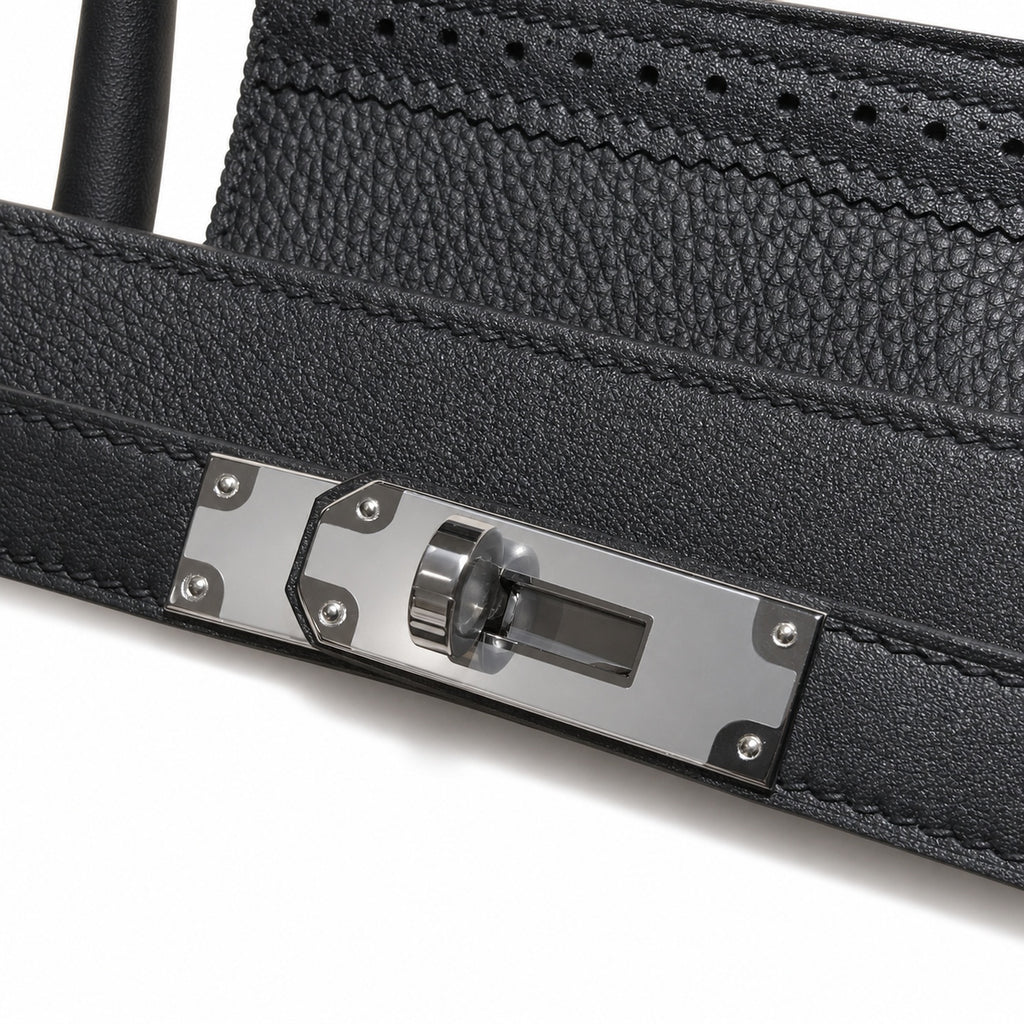 Birkin Ghillies 30 Total Black Leather Top-Handle Bag — Structured Top-Handle Tote