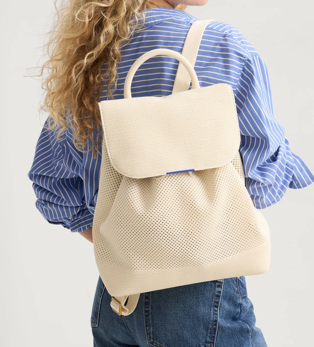 Two Tone Knitted Cinch Flap Backpack