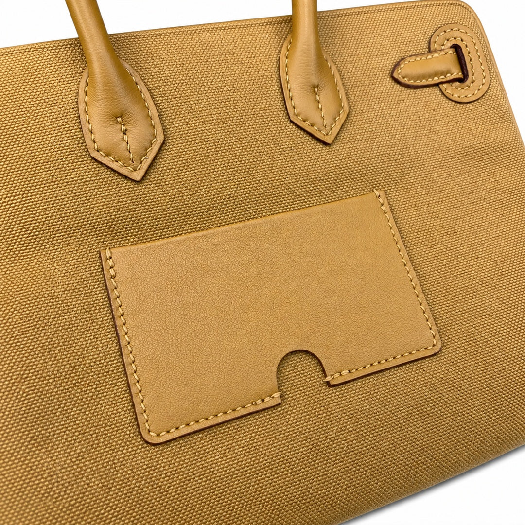 Birkin Cargo 25 in Sesame Toile Goéland and Swift Leather (Palladium Hardware) — Timeless Structured Handbag