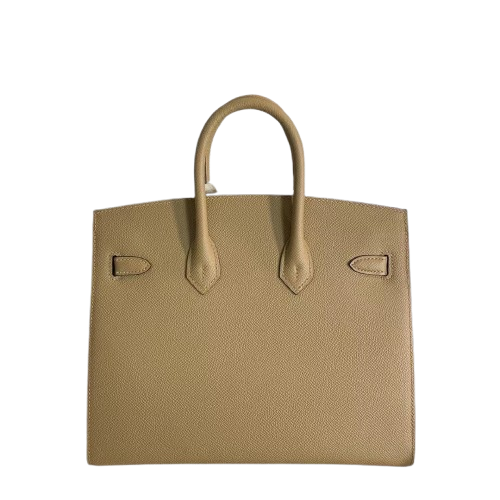 Timeless Structured Handbag: Birkin 25 Sellier 4B Biscuit Epsom Gold Hardware