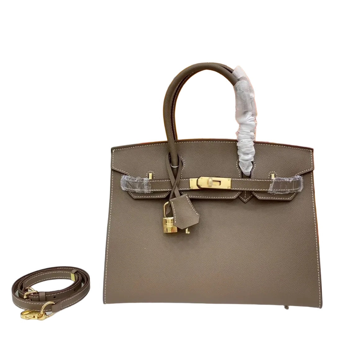 Birkin Sellier 30 Etoupe Epsom Quilted Epsom Leather — Elegant Hand-Carry Design