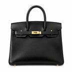 Birkin 25 in Noir Boxcalf Leather (Gold Hardware) — Refined Structured Tote
