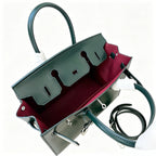Birkin 30 Style Sellier in Vert Cypress Smooth Leather (Palladium Hardware) — Timeless Structured Handbag