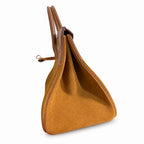 Birkin 40 Retourne in Gold Swift Leather and Suede Grizzly (Gold Hardware) — Sophisticated Tote Style