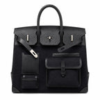 Birkin Cargo 40 Total Black Canvas and Leather Multi-Pocket Bag — Streamlined Structured Bag
