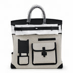Birkin Cargo 40 Black Leather and Ecru Canvas Multi-Pocket Bag — Sophisticated Tote Style