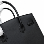 Birkin Style 25/30 Sellier in Noir Epsom Leather (Gold Hardware) — Polished Top-Handle Bag