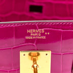 Birkin 30 Rose Pourpre Shiny Niloticus Crocodile Gold Hardware — Classic Hand-Carry Tote