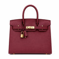 Birkin Style 25/30 Sellier in Bordeaux Epsom Leather (Gold Hardware) — Versatile Top-Handle Handbag