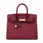 Birkin Style 25/30 Sellier in Bordeaux Epsom Leather (Gold Hardware) — Versatile Top-Handle Handbag