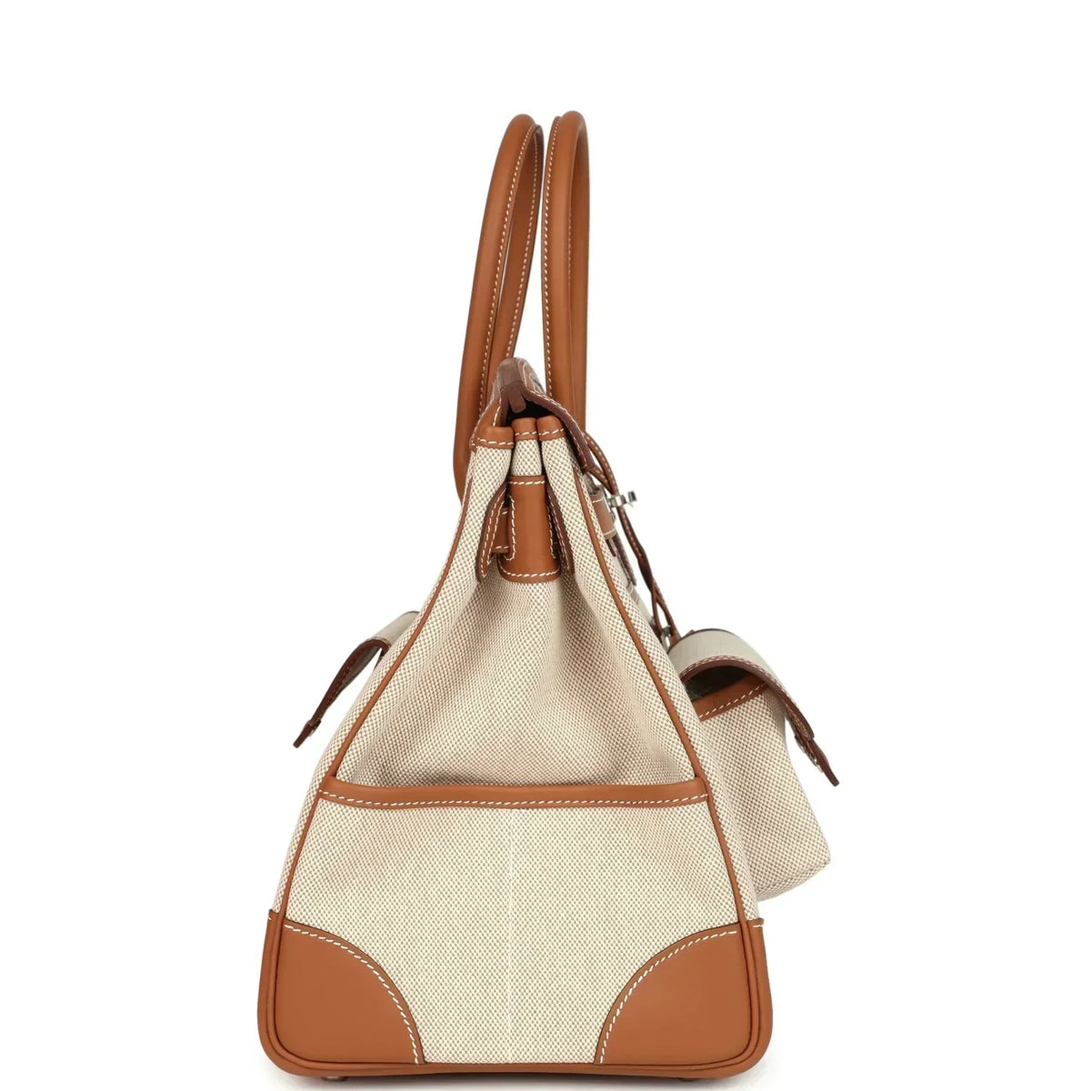 Birkin Cargo 35 Gold Swift and Gold-Ecru Toile H Canvas Palladium Hardware — Timeless Structured Handbag