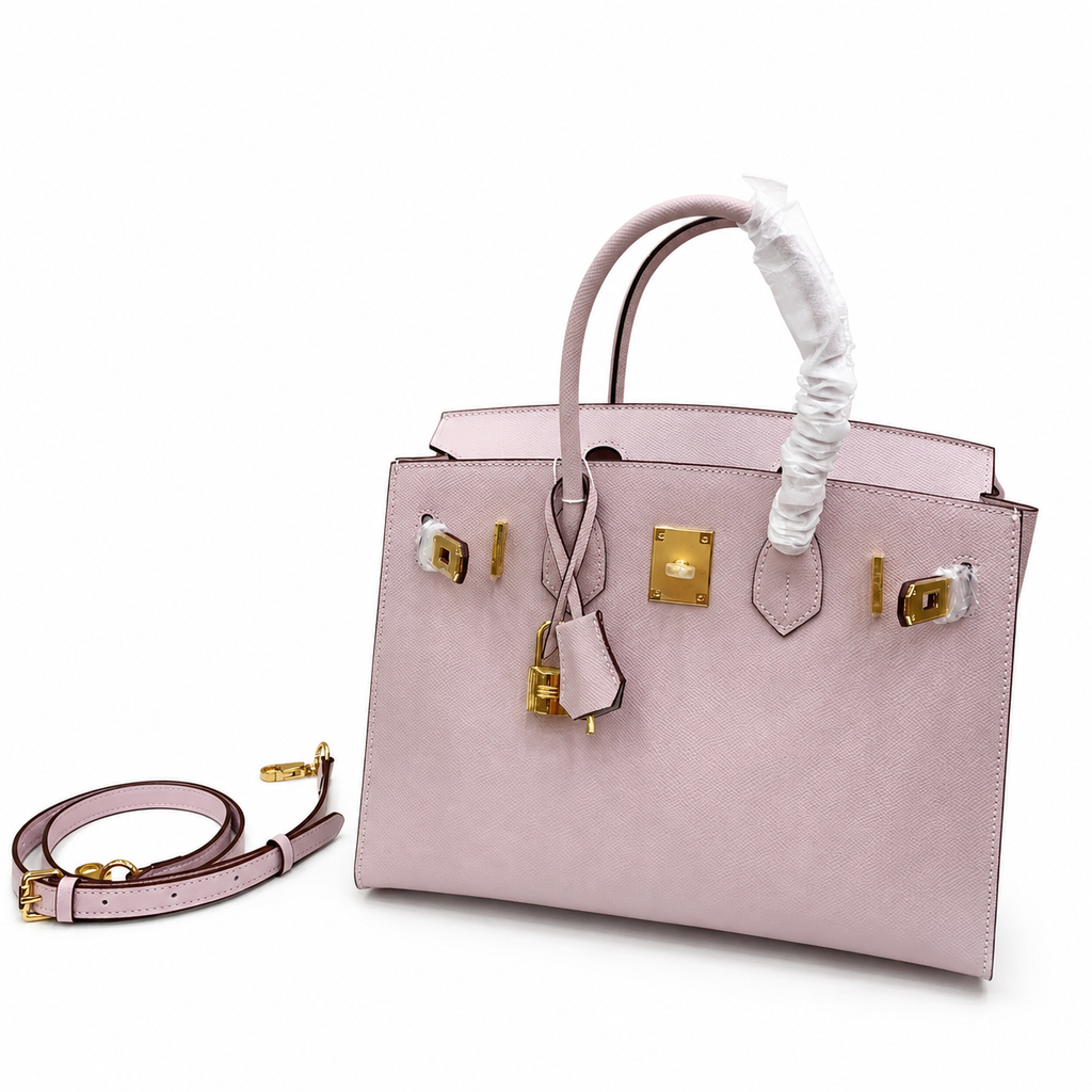 Birkin Style 25/30 Sellier in Rose Sakura Epsom Leather (Gold Hardware) — Refined Structured Tote