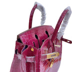 Birkin Style 25/30/35 Retourne in Rubis Crocodile-Embossed Leather (Gold Hardware) — Elegant Hand-Carry Design