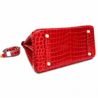Birkin Style 25/30/35 Retourne in Rouge Vif Crocodile-Embossed Leather (Gold Hardware) — Sophisticated Tote Style