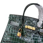 Birkin Vert Titien Matte Alligator Gold Hardware — Structured Top-Handle Tote