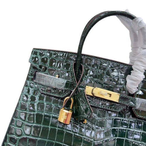Birkin Vert Titien Matte Alligator Gold Hardware — Structured Top-Handle Tote