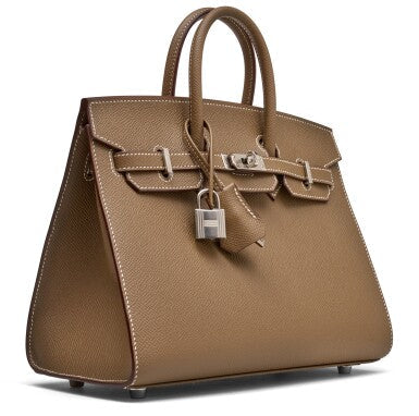 Etoupe Epsom Birkin 25 Sellier Palladium Hardware — Timeless Structured Handbag