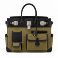 Birkin Cargo 40 Kaki Green Canvas and Black Leather Multi-Pocket Bag — Sophisticated Tote Style