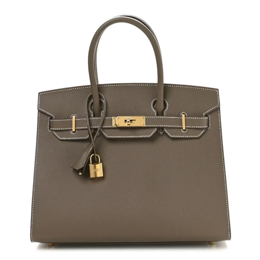 Birkin Sellier 30 Etoupe Epsom Quilted Epsom Leather — Elegant Hand-Carry Design