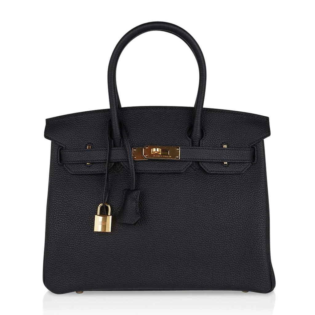 Birkin 30 Bag Black Togo Leather with Gold Hardware — Structured Top-Handle Tote