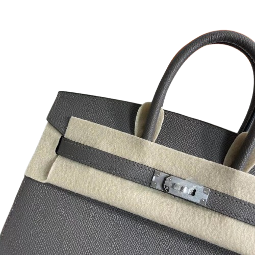 Birkin 25 Sellier 8F Etain Epsom Silver Hardware — Streamlined Structured Bag