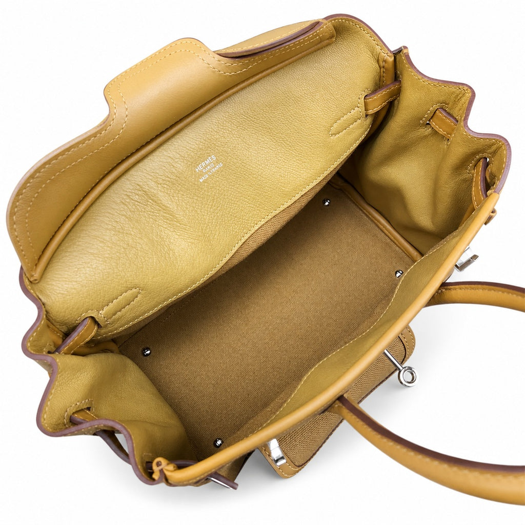 Birkin Cargo 25 in Sesame Toile Goéland and Swift Leather (Palladium Hardware) — Timeless Structured Handbag
