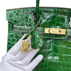 Retourne in Vert Crocodile-Embossed Leather (Gold Hardware) — Sophisticated Tote Style