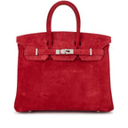 Birkin 25 Palladium Hardware Rouge Vif Doblis — Sophisticated Tote Style