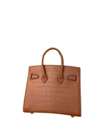 Mini Birkin 20cm Outer Stitching Tote Bag in Classic Gold Crocodile Pattern — Classic Hand-Carry Tote