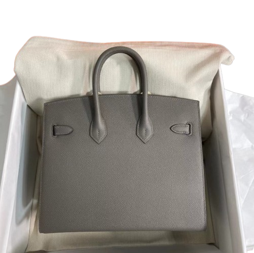 Birkin 25 Sellier 8F Etain Epsom Silver Hardware — Streamlined Structured Bag