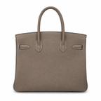 Birkin 30 Retourne in Etoupe Togo Leather with White Stitching (Palladium Hardware) — Classic Hand-Carry Tote
