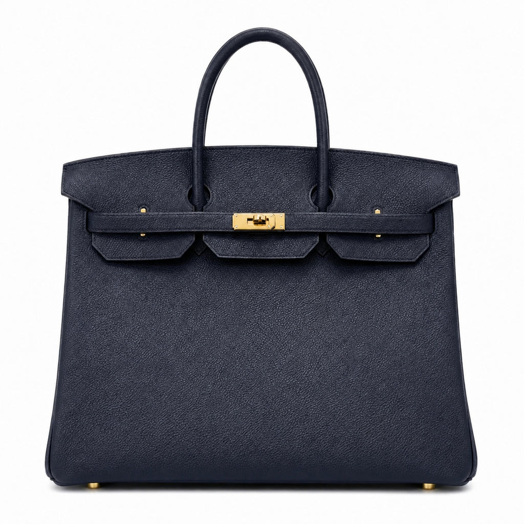 Birkin 30 Retourne in Etoupe Suede Grizzly with White Stitching (Gold Hardware) — Structured Top-Handle Tote