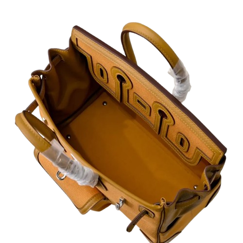 Birkin Cargo 25 Amber Yellow Swift Leather and Canvas Splicing Bag — Sophisticated Tote Style