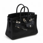 Birkin 25 Rock Sellier in Noir Swift Leather (Palladium Hardware) — Refined Structured Tote