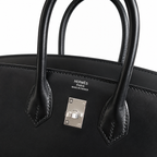 Hermès Birkin 25 Sellier Noir Box Calf Leather Silver Hardware — Polished Top-Handle Bag