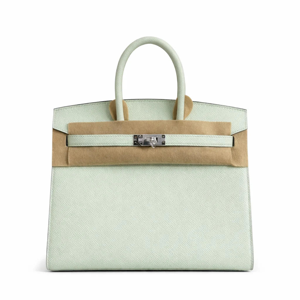 Birkin 25 Sellier Vert Fizz Epsom Silver Hardware — Structured Top-Handle Tote