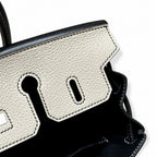 Birkin 25 Craie and Noir Togo Leather Bi-Color Bag — Versatile Top-Handle Handbag
