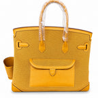 Birkin Cargo 35 Sesame Swift Leather and Canvas Multi-Pocket Bag — Versatile Top-Handle Handbag