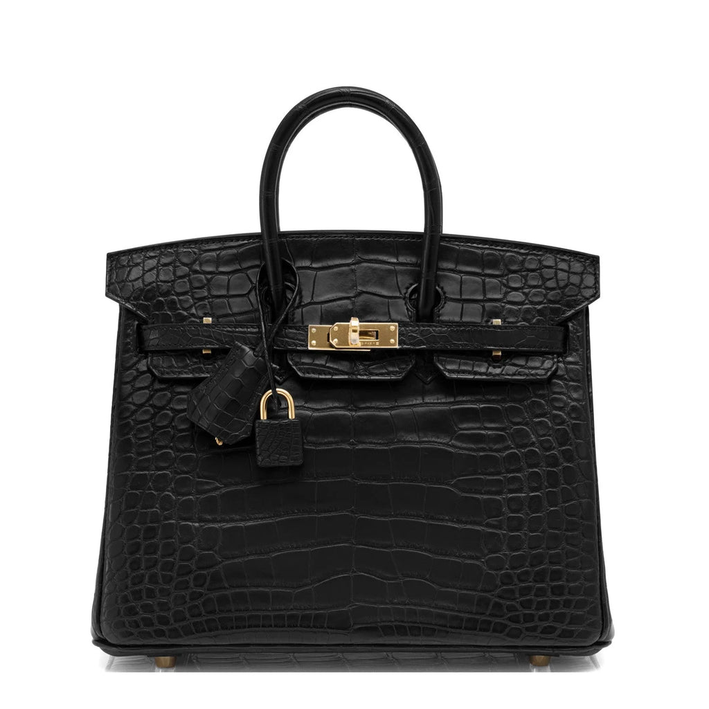 Black Matte Alligator Baby Birkin 20cm Gold Hardware — Streamlined Structured Bag