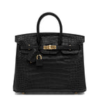 Black Matte Alligator Baby Birkin 20cm Gold Hardware — Streamlined Structured Bag
