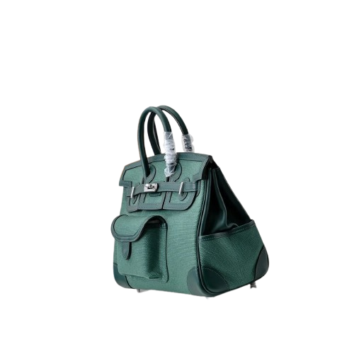 Birkin Cargo 25 Green Swift Leather and Canvas Splicing Bag — Sophisticated Tote Style