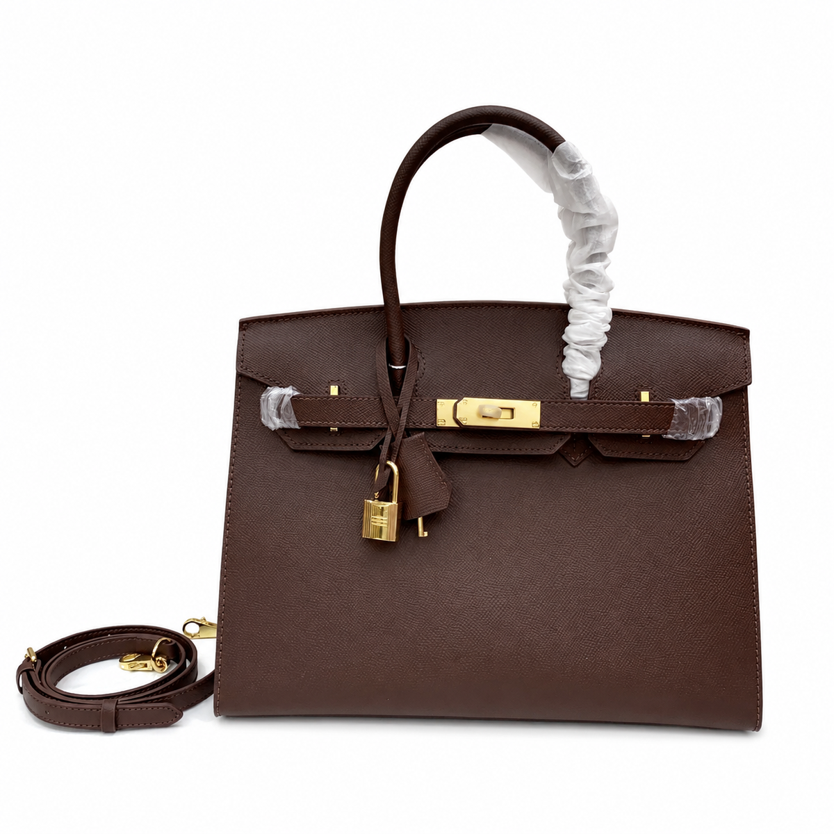 Birkin Style 25/30 Sellier in Chocolat Epsom Leather (Gold Hardware) — Elegant Hand-Carry Design