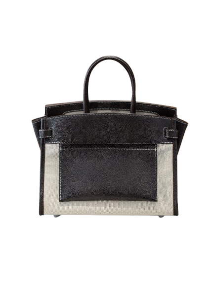 Birkin 35 A L'Envers Black-Ecru Toile H Canvas and Black Volupto Palladium Hardware — Streamlined Structured Bag