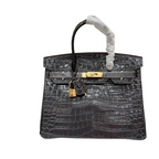 Birkin Black Matte Niloticus Crocodile Gold Hardware — Sophisticated Tote Style