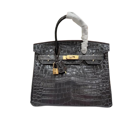 Birkin Black Matte Niloticus Crocodile Gold Hardware — Sophisticated Tote Style