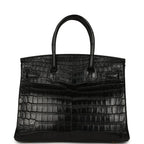Birkin Black Matte Niloticus Crocodile Gold Hardware — Sophisticated Tote Style