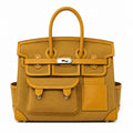 Birkin Cargo 35 Sesame Swift Leather and Canvas Multi-Pocket Bag — Versatile Top-Handle Handbag