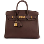 Birkin 25 Gold Hardware Chocolat Togo Quilted Epsom Leather Golden Lock — Timeless Structured Handbag